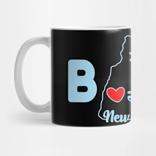 New Hampshire Born with State Outline of New Hampshire in the word Born Mug